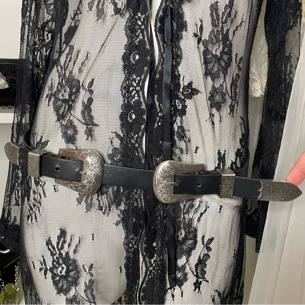 double buckle leather belt